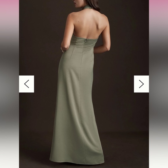Anthropologie BHLDN Ruby Twist Halter Olive Green Maxi Dress - Picture 8 of 10